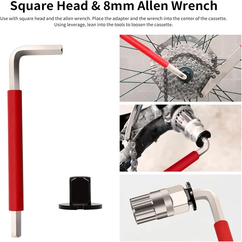 

B03C-Bike Cassette Removal Tool, 5Pcs Bike Chain Tool Kit With Chain Whip Auxiliary Wrench Bicycle Cassette Lock Ring Removal