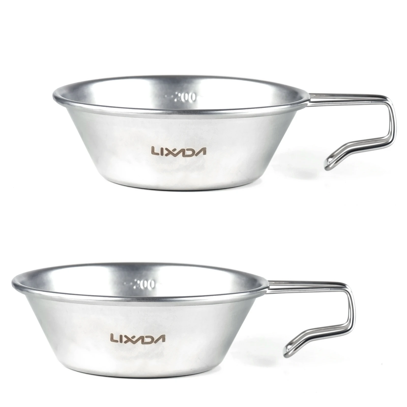 

2pcs Stainless Steel Travel Sierra Cup 200ml Measuring Camping Bowl for Backpacking Camping