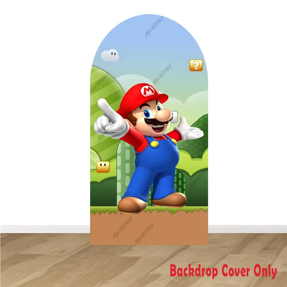 Super Mario Arch Cover Custom Spandex Rekbare Mario Luigi Peach Princess Arch Achtergrond Koopa Troopa Bowser Verjaardagsachtergrond - afbeelding 1