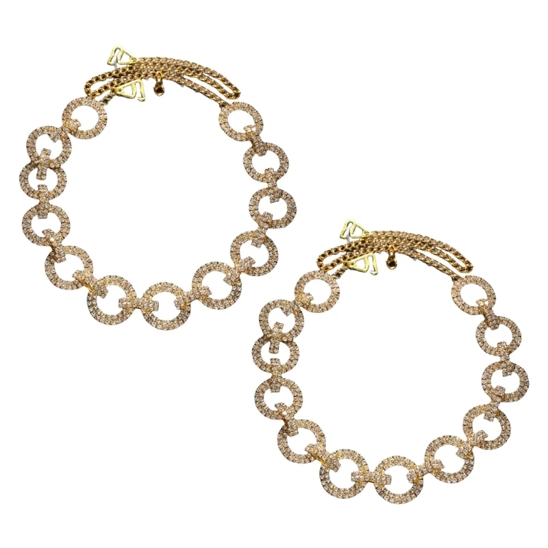 

Luxurious Rhinestones Embellished Shoulder Strap Metal Rings Underwear Chain .A5KE