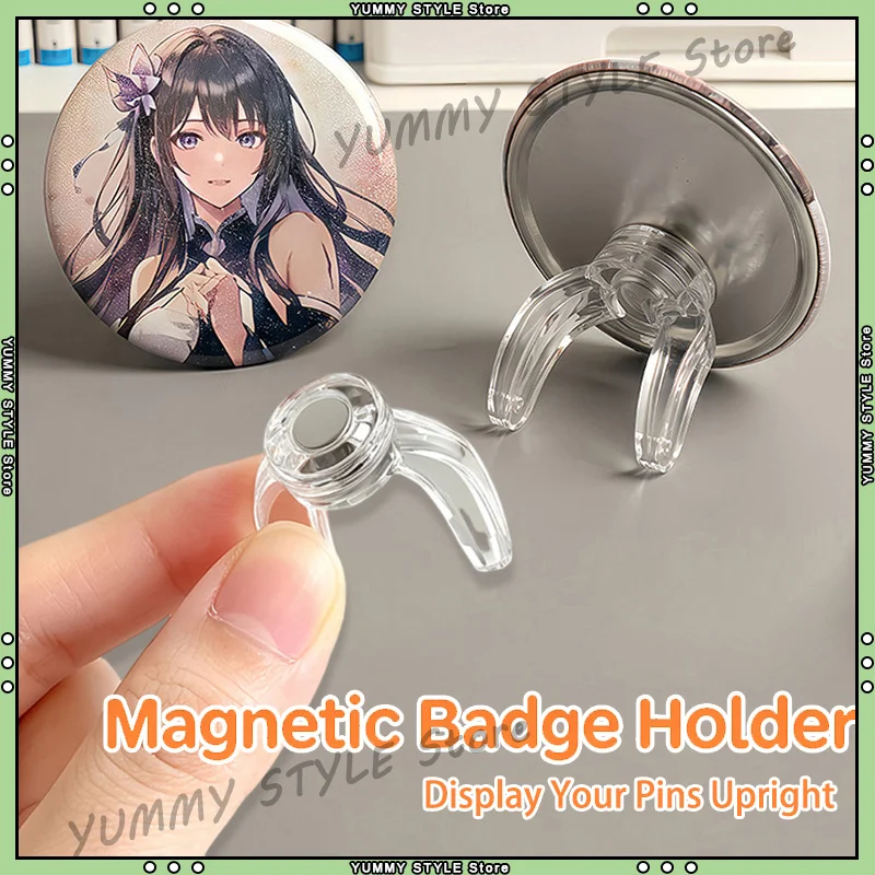 Magnetic Invisible Badge Display Stand  Acrylic Base Tin Badge Holder For Anime Pins  DIY Can Badge Display Merch Accessories