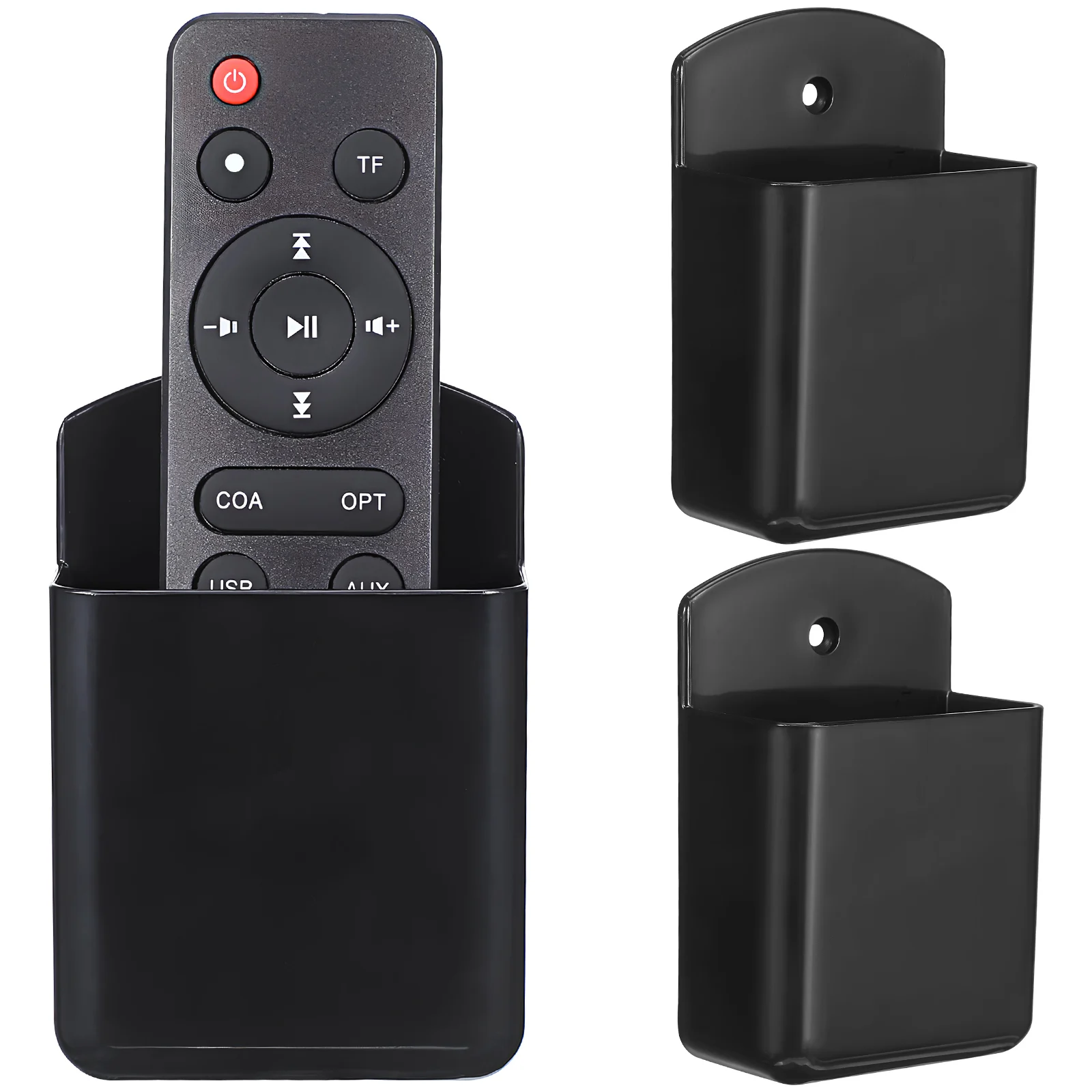 

3 Pcs Wall Hanging Storage Box Black Remote Control Holder Desk Organizer Pen Caddy Space Saving Plastic Multifunctional