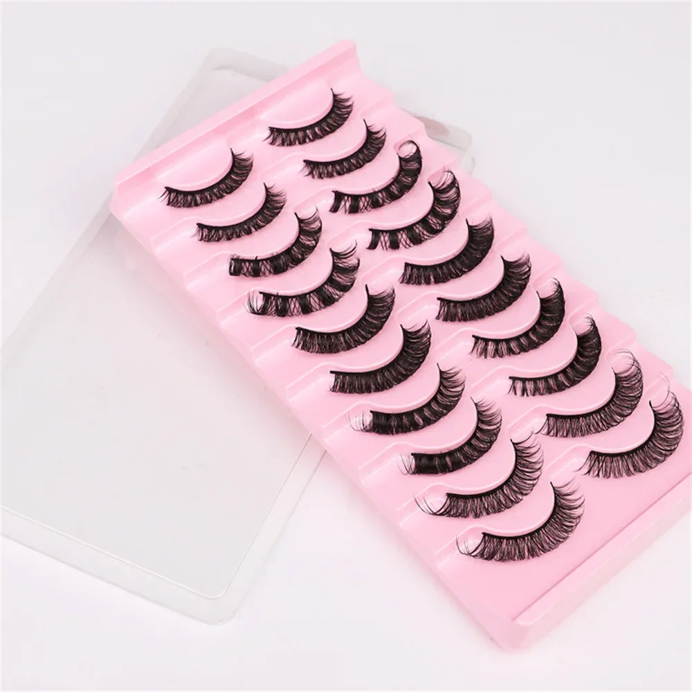 10 คู่ขนตา D Curl 10-16 มม.รัสเซียขนตา 3D Mink Eyelashes Reusable Fluffy รัสเซีย Strip Lashes eyelashes extensions