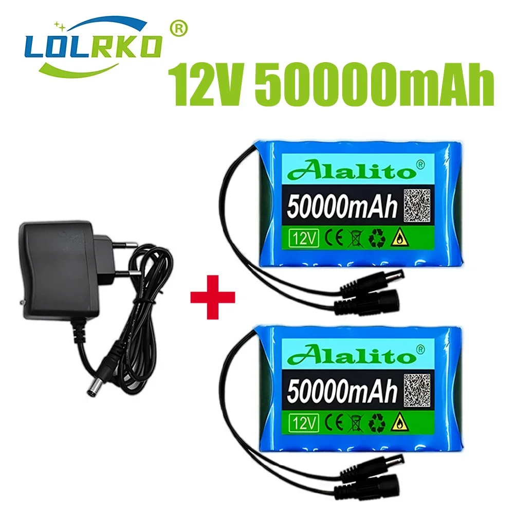 12V 18650 Pak baterai 50000mAh 18650 baterai isi ulang 12.6V PCB baterai Lithium papan pelindung 12.6V 1A pengisi daya