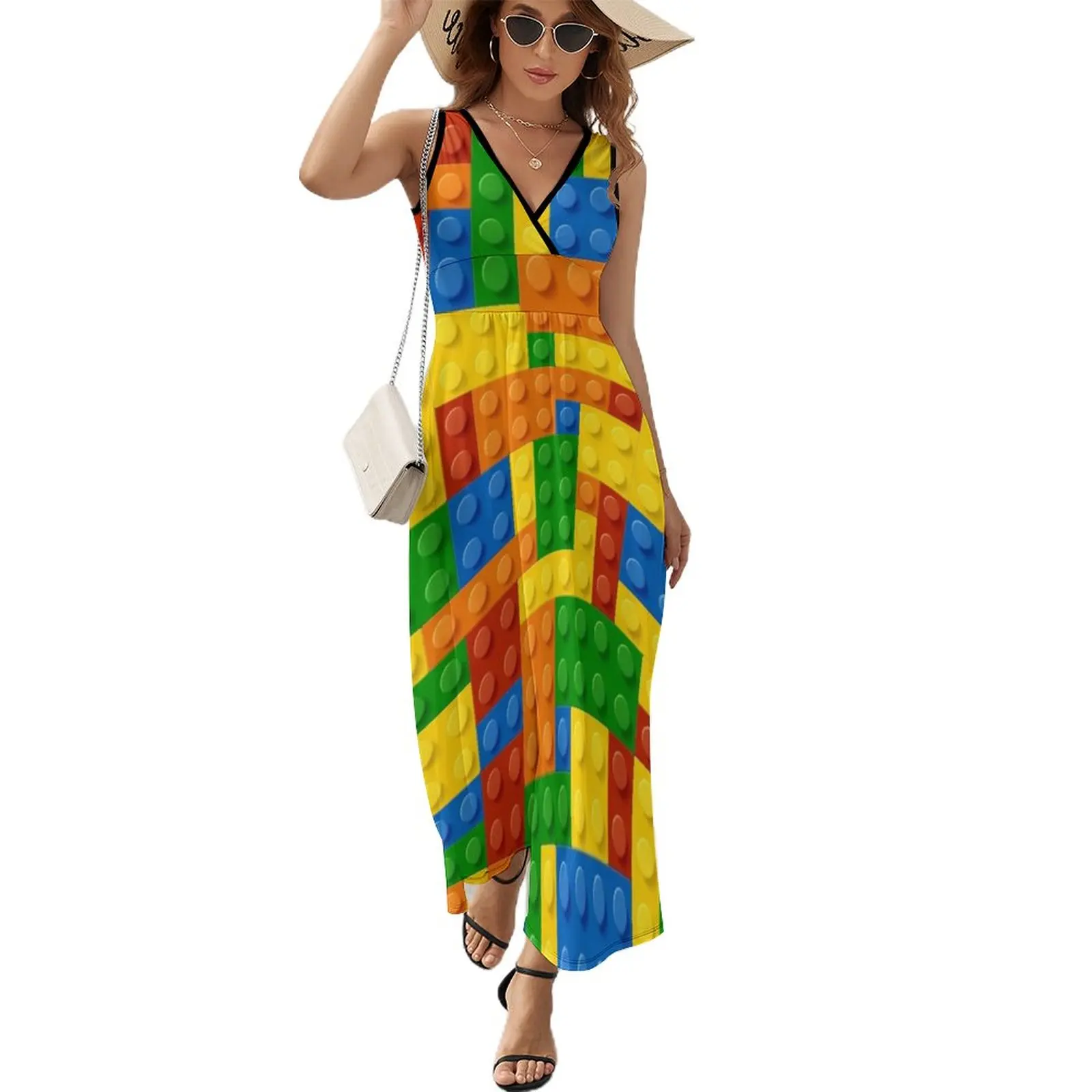 Building Blocks Construction Brick Sleeveless Dress summer dress woman 2023 trendy Dress women