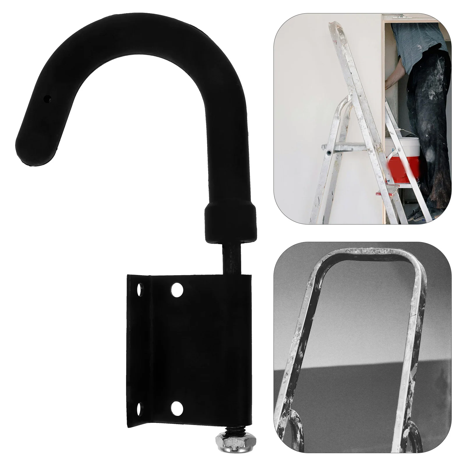 2 ชิ้น Heavy Duty เสื้อผ้า Rack บันได Hook Step Hooks สําหรับอุปกรณ์ขยายหลังคาวงเล็บโรงรถสีดํา Shed