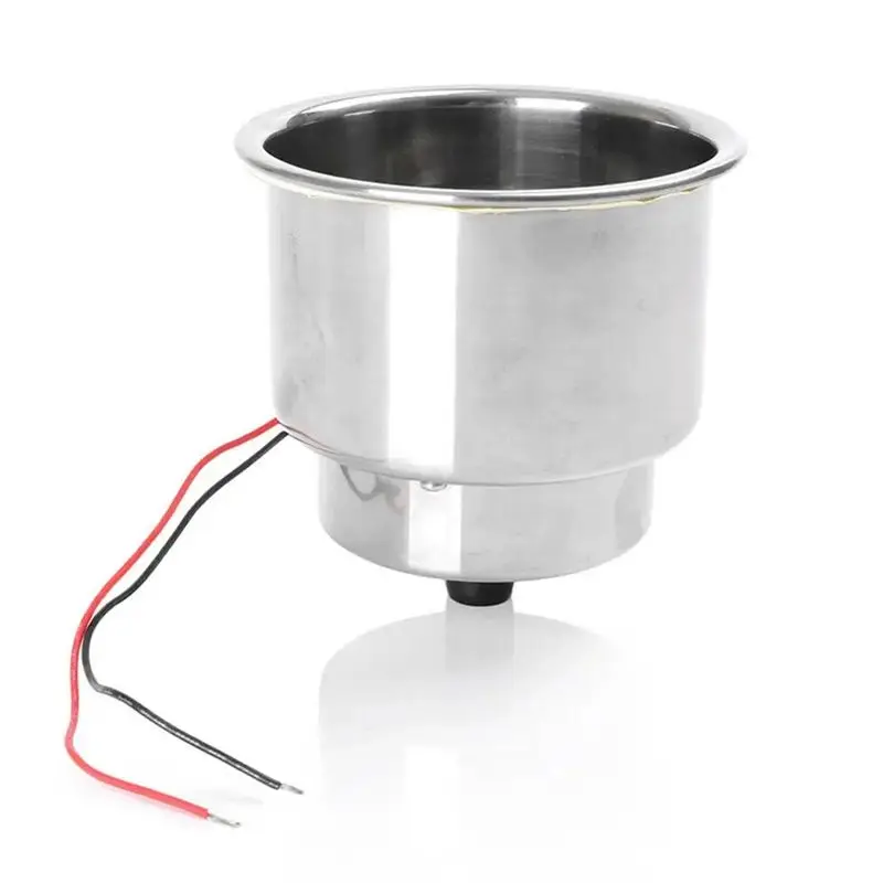 

Stainless Steel LED Cup Holder Drink Holder Insert With Drain For Marine Boat LED Built-In For Boat Accessories-L94A