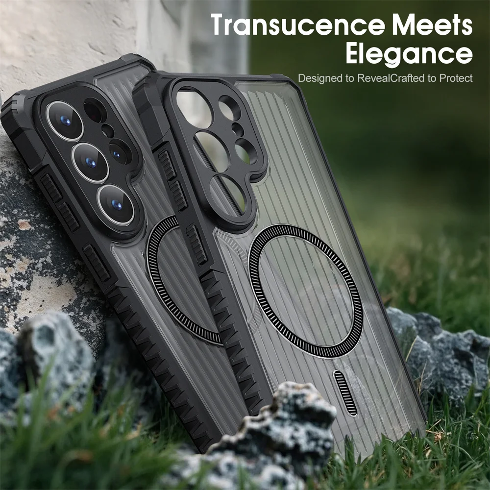 Translucent Matte Magnetic Phone Case for Samsung Galaxy S26 S25 S24 S23 S22 Ultra S25 FE S24FE S23FE S26 Plus Shockproof Cover