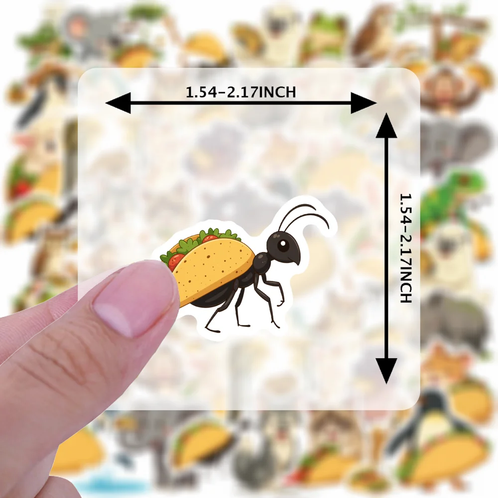 35pcs-100pcs Cartoon Cute Animals Stickers Whimsical Animal Eating Food DIY Stickers PVC Sticker For Notebook Luggage Mobile