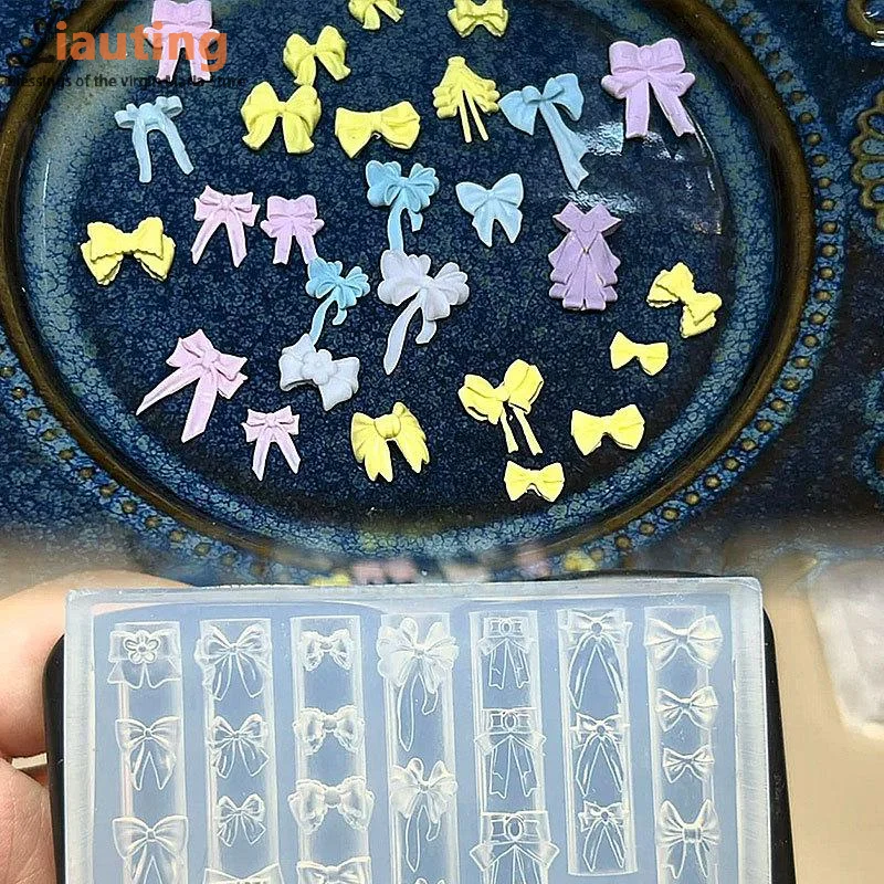 Sweet Bow 3D Silicone Transparent Nail Mold Cute Animals Cat Nails Carving Template Manicure Design Tool DIY Nail Art Decoration