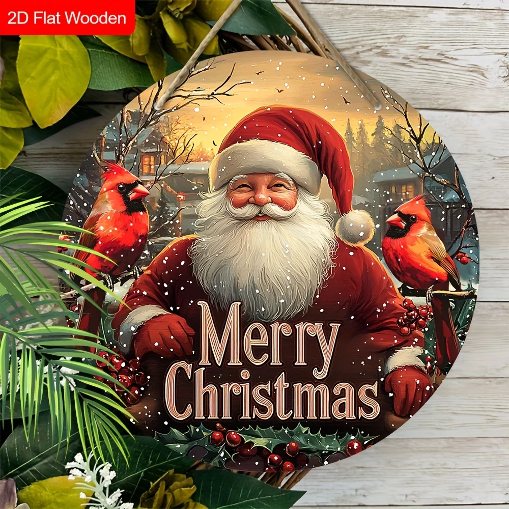2D Flat, 1pc Elegant Christmas Decor Ideas, Santa Claus Red Berry Design, Christmas Hanging Sign, Home Decor, Sophisticated Chri