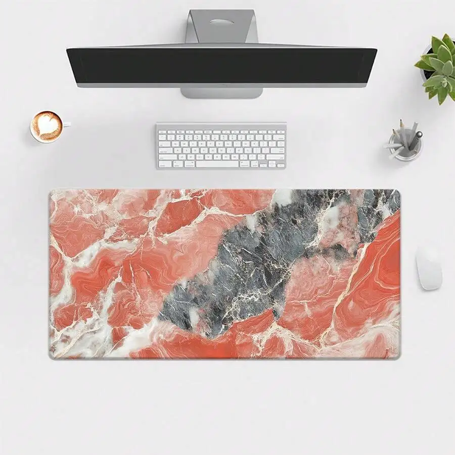 

Marble Red And Black Rubber Mouse Pad Waterproof Anti-Slip Desk Mat For PC Laptop Office Gaming