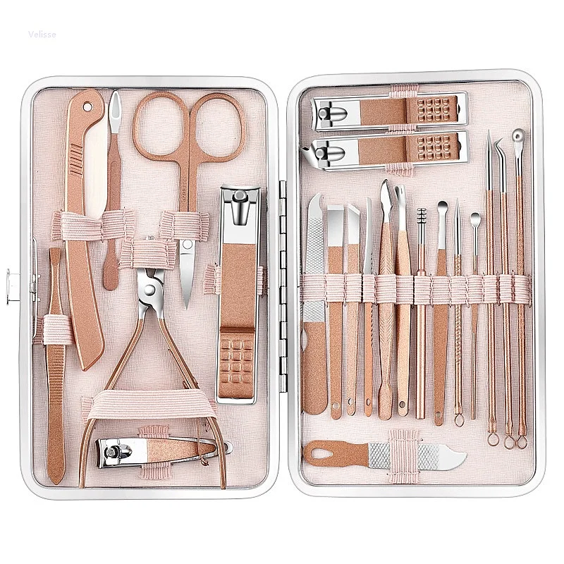 Stainless Steel Nail Clipper Set Complete Manicure Pedicure Tool Kit Nail Cutter Cuticle Scissors Grooming Beauty Gift Box