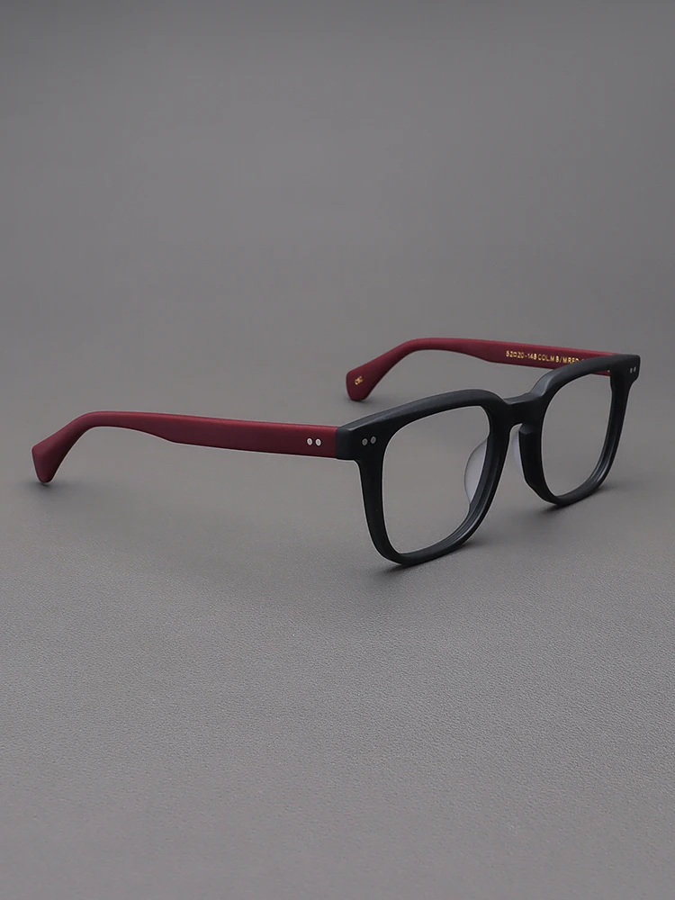 moscot-lemtosh-unisex-square-frame-glasses-matte-black-vintage-style-with-wine-red-leg-for-myopia-prescription-glasses