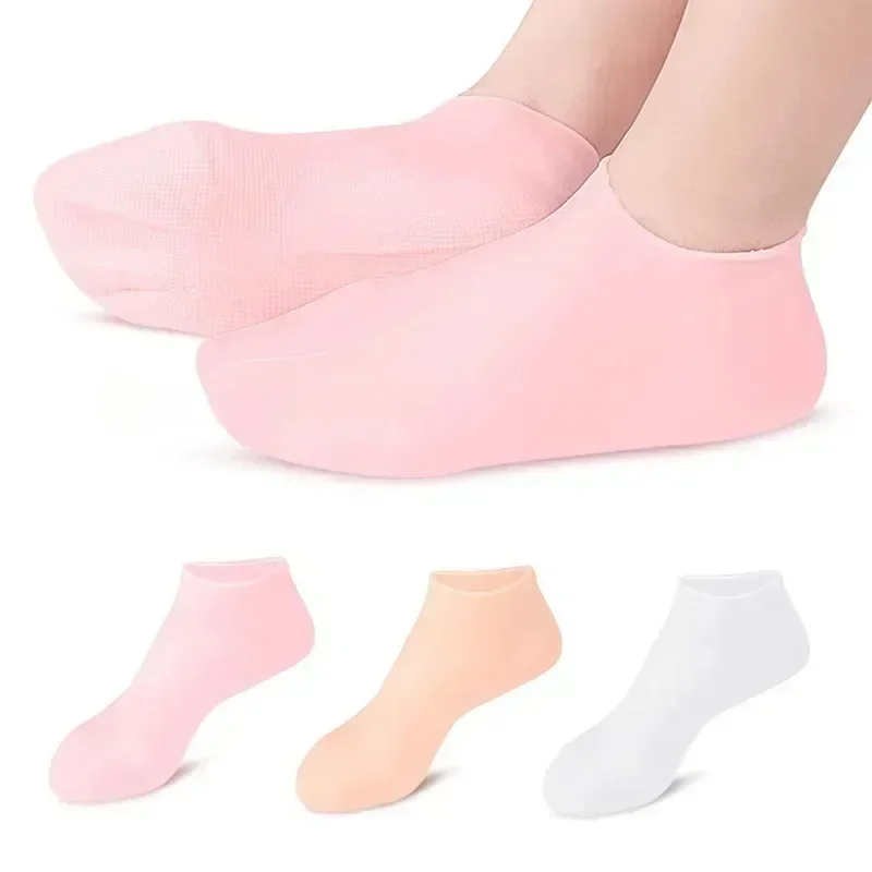 3Pair Silicone Moisturizing Socks with Exfoliating Gel for Heel Cracked Skin Callus Removal Pain Relief Foot Care Protector SPA