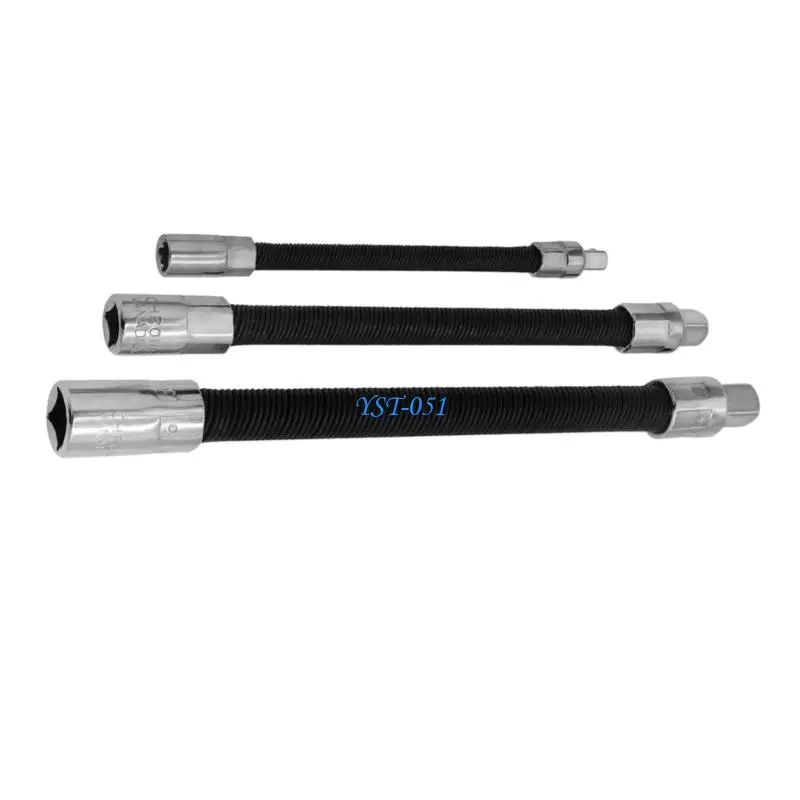 E15A 3Pcs Electric Wrench Adapter Soft Rod Fast Ratcheting Wrench Hand Spring Extension Rod Sleeve Extension Rod