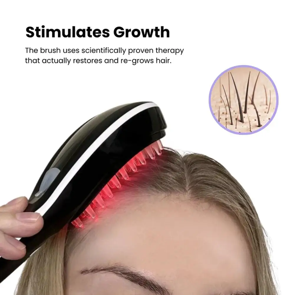 Head Massager Hair Comb Scalp Relaxation Treatment Brush Electric Vibration Growth Brush For Women Blue Red Light Therapy