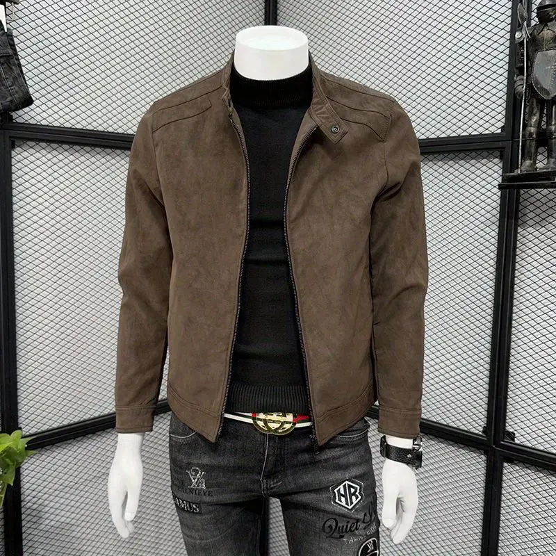 Suede Jacket Men's Autumn and Winter 2026 New High-end Trendy Lapel Clothes Ruffian Handsome Trendy Motorcycle Mens Jacket