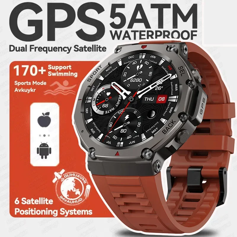 

1,43-дюймовые умные часы с GPS, спортивный компас, 5 АТМ, водонепроницаемый Bluetooth-вызов, AMOLED-экран, монитор здоровья, высота, давление воздуха