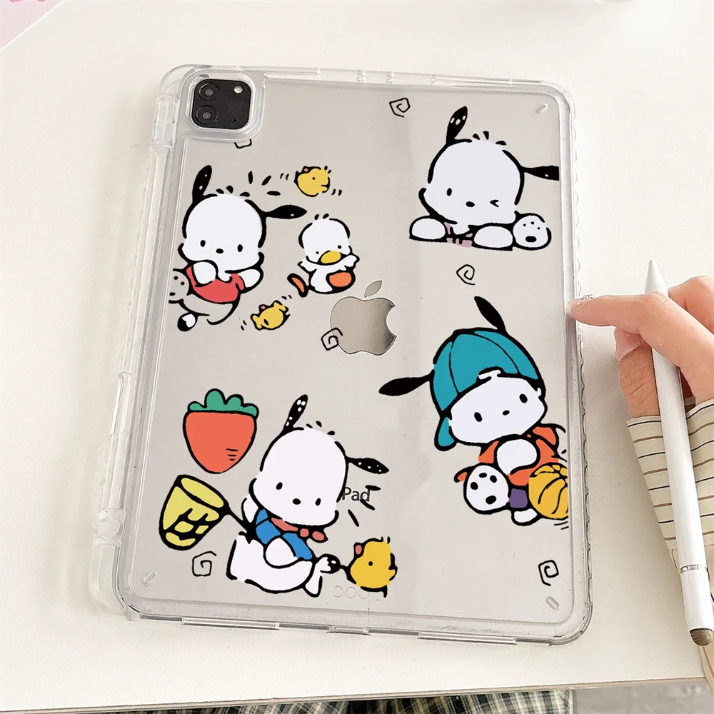 

Back Cover For iPad Air 5 4 6 A16 11th Pro11 10th 10.5 10.2 9th 8th 6th 5th 9.7" Mini 7 6 Acrylic Case with Pen Holder Pochacco