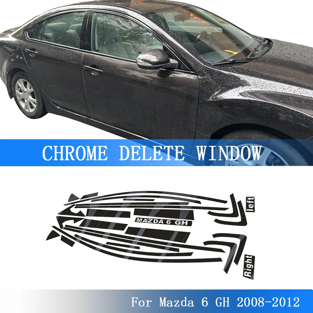 Glossy Black PVC Car Window Decorative Strip Sticker For Mazda 6 GH 2009-2013 Exterior Protection Accessory