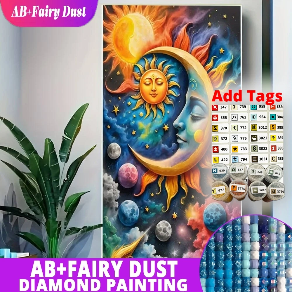 

Фея Пыль AB поставляется с наклейками DMC Луна Алмазная картина Солнце ПланетаМозаика Большой размер Пейзажная вышивка Абстрактное украшение L
