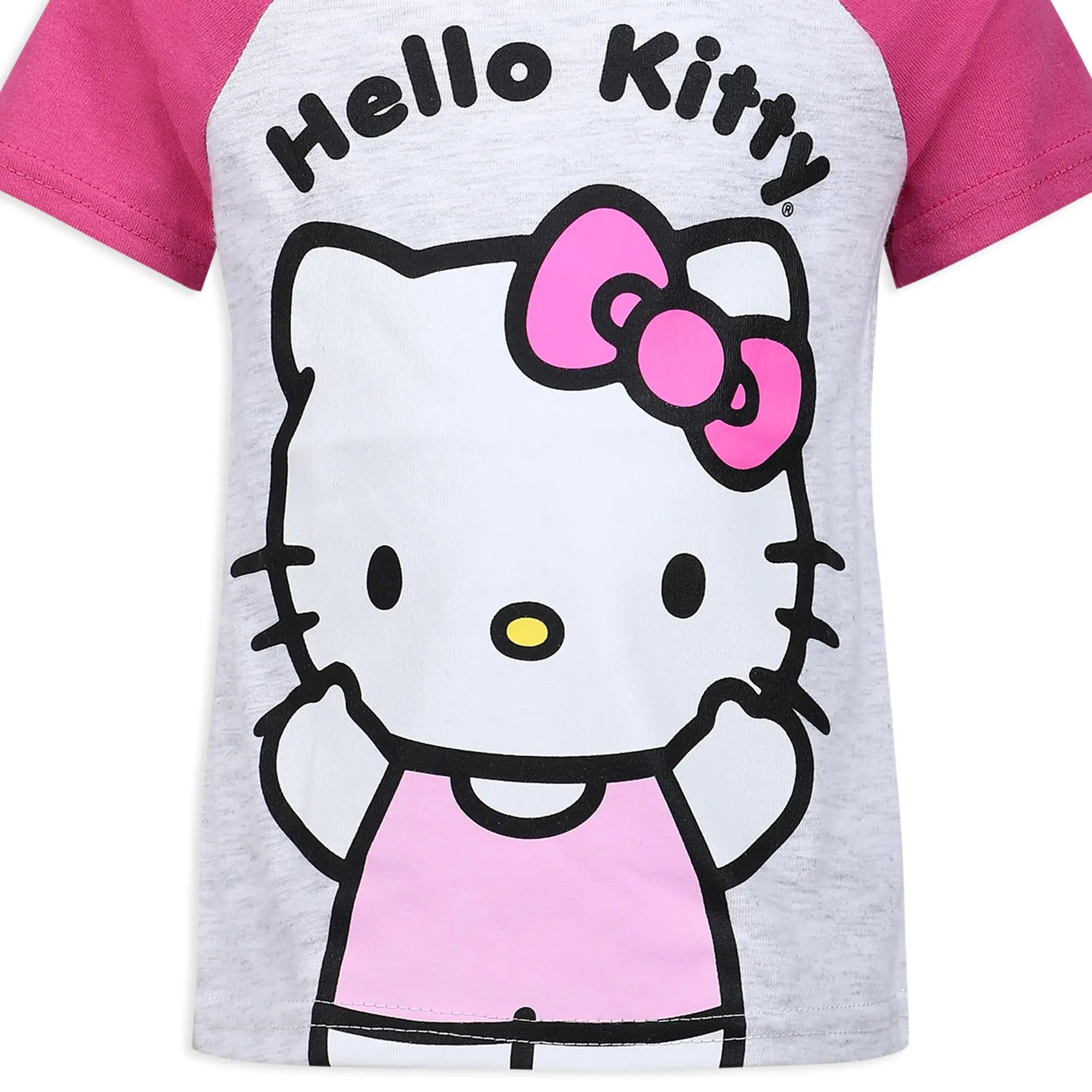 Summer new Sanrio Hello Kitty girl short-sleeved T-shirt Shorts set pink KID/adult crew neck cute 3D printed cartoon pattern set