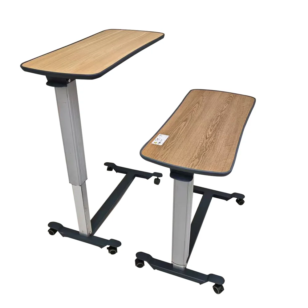 Equipment Retractable Removable Overbed Bedside Dining Table Wheel Aluminum Frame