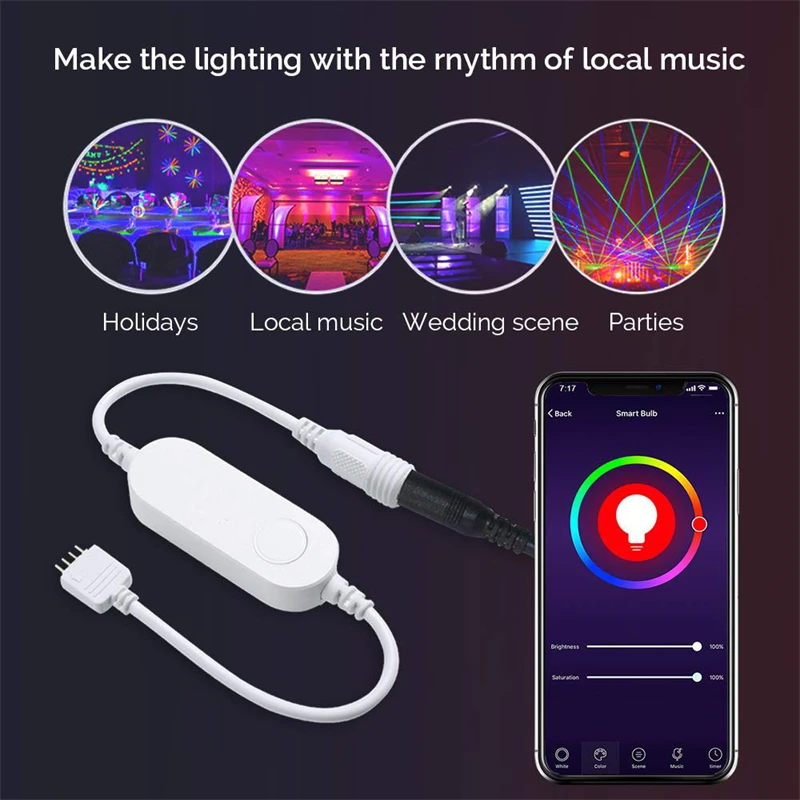 Controller TUYA RGB WIFI Dimmer Controller Smartlife 12-24V per Controller RGB LED Strip 4pin funziona con Alexa Google Assistant