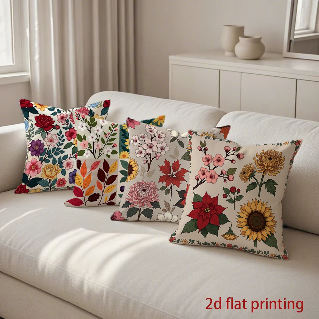 

Цветные наволочки с цветочным узором для дома, декоративные чехлы для подушек, подходят для дивана, спальни, автомобиля
