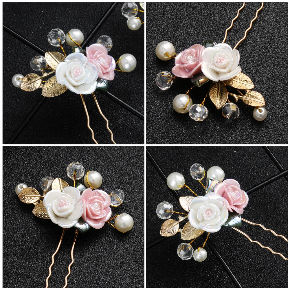 

2 шт., свадебные заколки для волос в форме розы, жемчужные U-образные заколки для волос, аксессуары для волос в древнем стиле в стиле ретро, идеально подходящие для свадебных вечеринок, фестивалей