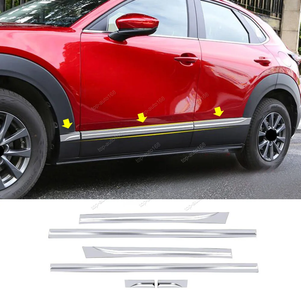 Stainless Chrome Side Body Door Side Molding Cover Trim For Mazda CX-30 2020-21