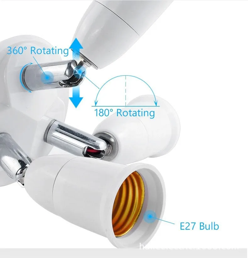 E27 TO E27 Lamp Bulb BASE Lamp Bases Adapter Splitter Holder 1 in 1/2/3/4/5 Adjustable Socket for LED Light Home Grow Light