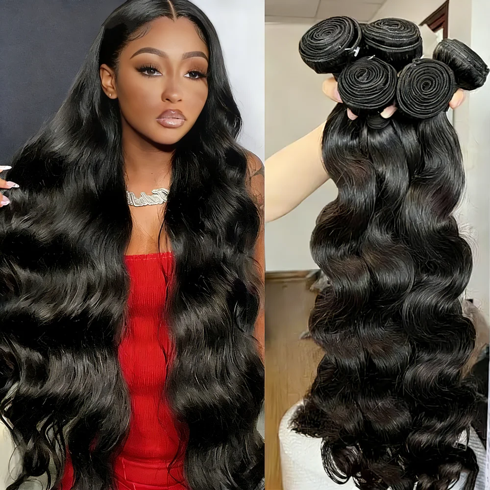 

Indian Remy 30 36 40 Inch Body Wave Bundles Burmese Raw Human Hair Bundles Extensions Unprocessed Water Wave Hair 1 3 4 Bundle