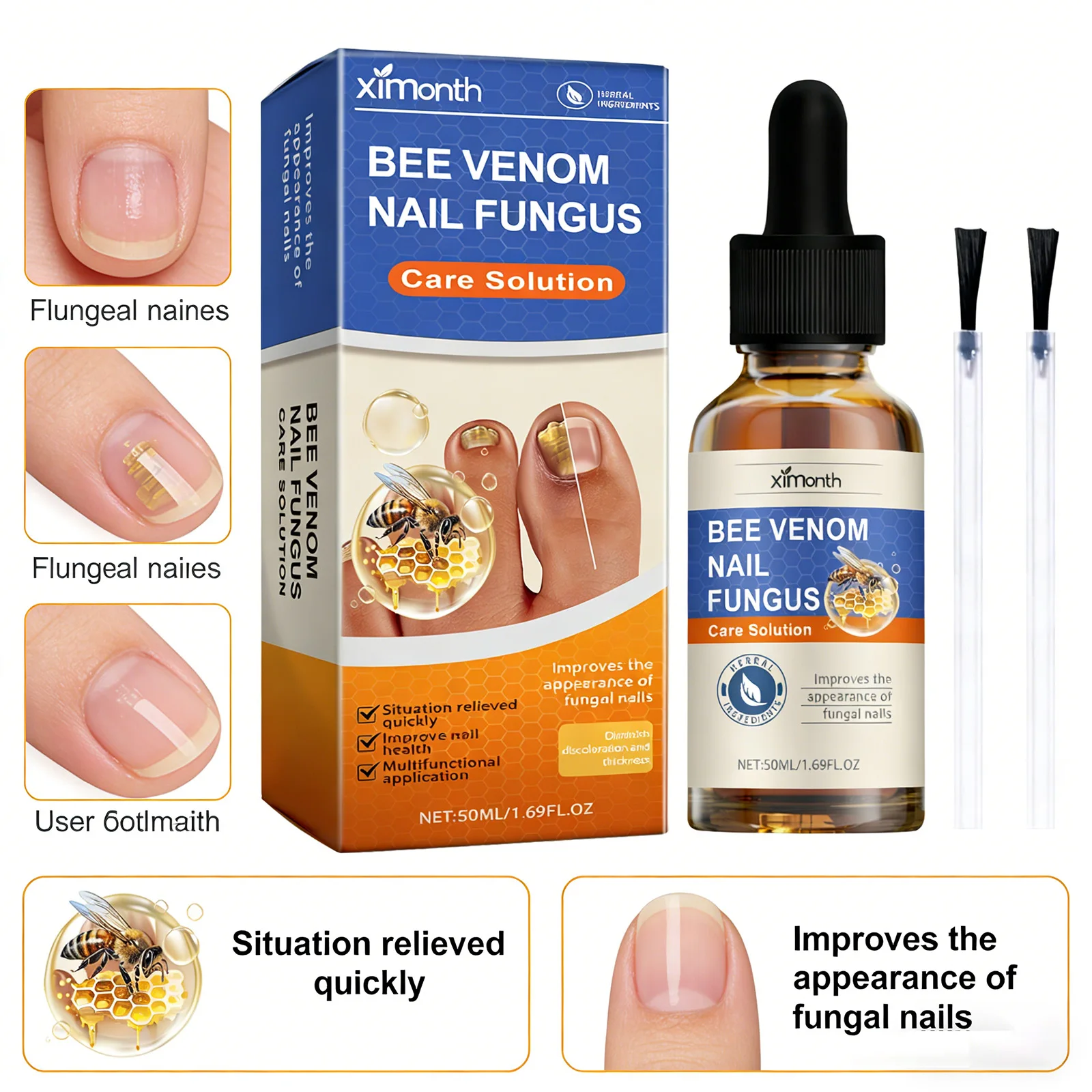 Solución para el Cuidado de Hongos en las Uñas, Anti-Infección, Onicomicosis, Reparación de Uñas Dañadas y Agrietadas de Manos y Pies, Esencia para el Cuidado de la Salud de las Uñas, 50 ml