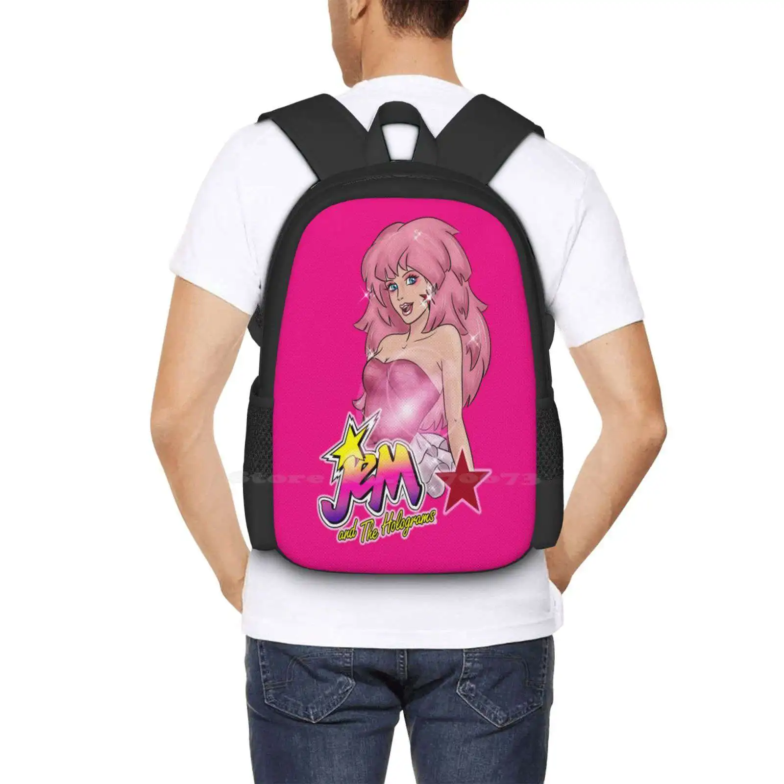 80S Cartoon Nostalgia Hot Sale Schoolbag Backpack Fashion Bags Truly Outrageous 80S 90S Eighties Nineties Nostalgia Pink Jem