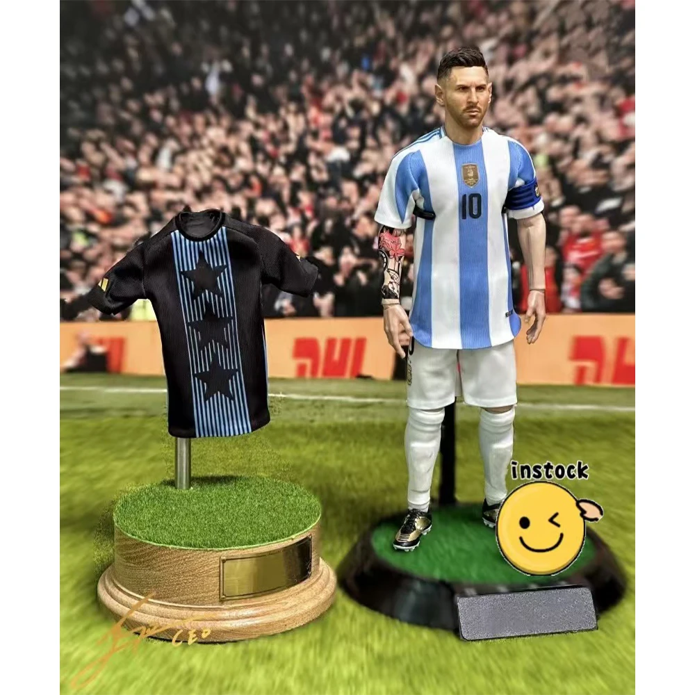 Patung legenda sepak bola versi tim nasional, Action figure mainan anak hadiah ulang tahun skala 1/6 Messi