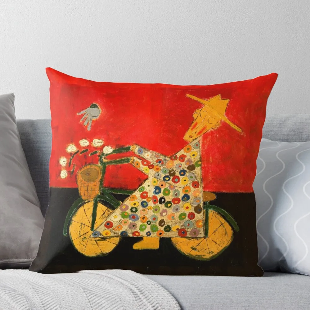 

Bicycle Monk and Bluebird Throw Pillow Christmas Pillow Covers sleeping pillows Decorative Cushions For Luxury Sofa Pillow Case