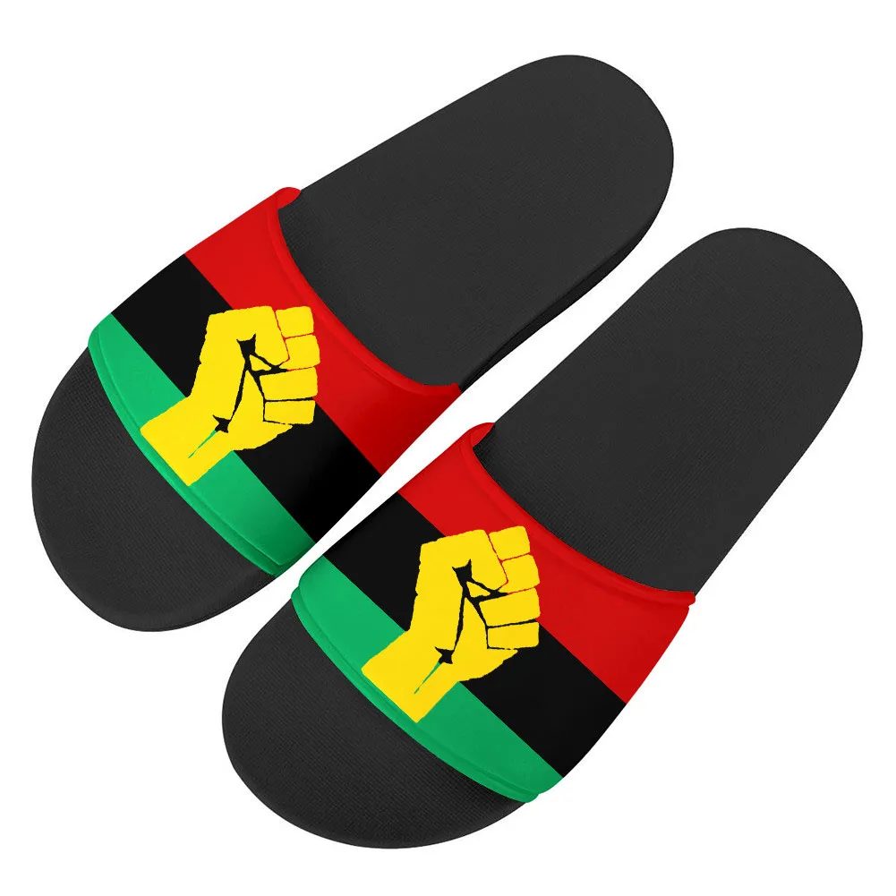 Pan African UNIA Flag Printing Summer Home Women Slippers Couple Shoes Men Slides Indoor Non-slip Slippers Lovers Beach Sandals