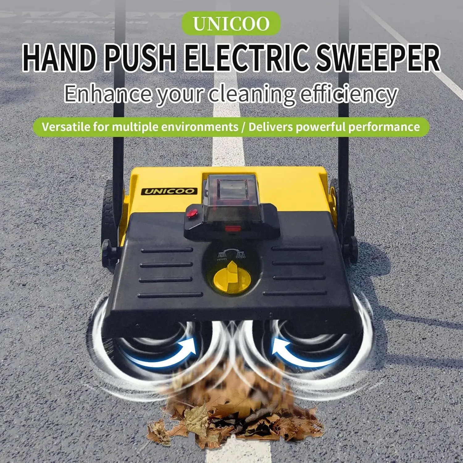 Hand Push Sweeper - Battery Powered Floor Sweeper, Walk Behind Floor Sweeper, Efficient Push Sweeper for Indoor