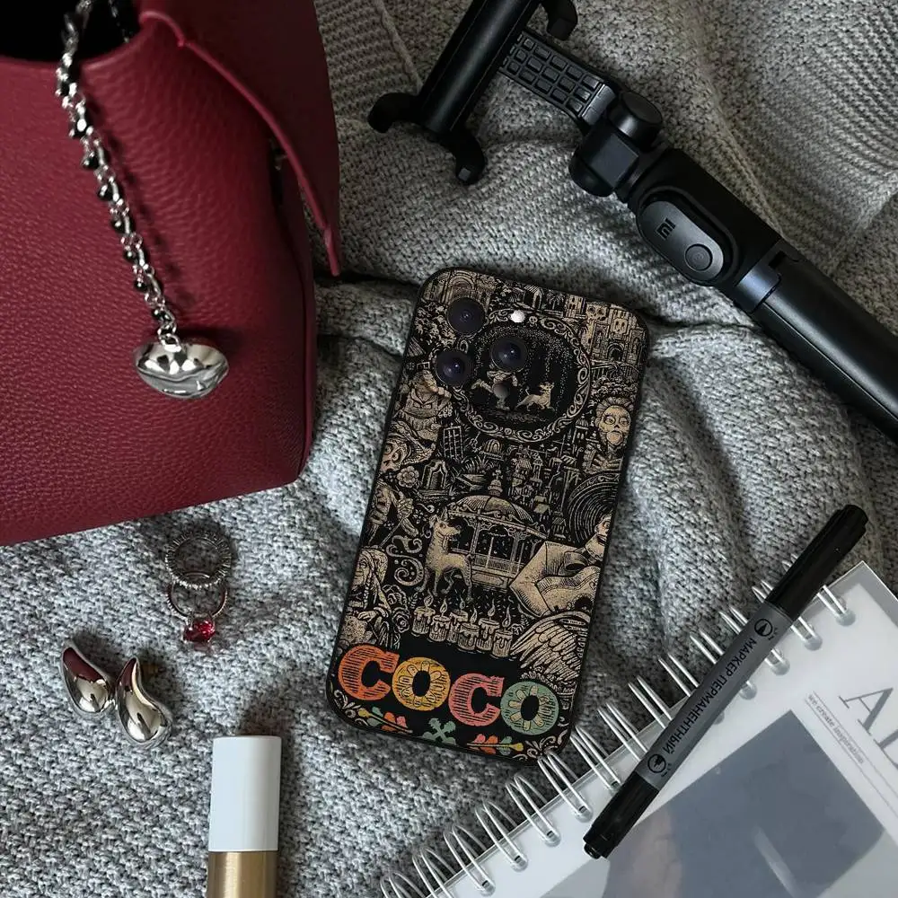 فيلم الكرتون C-كوكو قضية الهاتف آيفون 17 16 15 14 13 12 11 برو ماكس ميني X XR XS زائد غطاء قذيفة سوداء