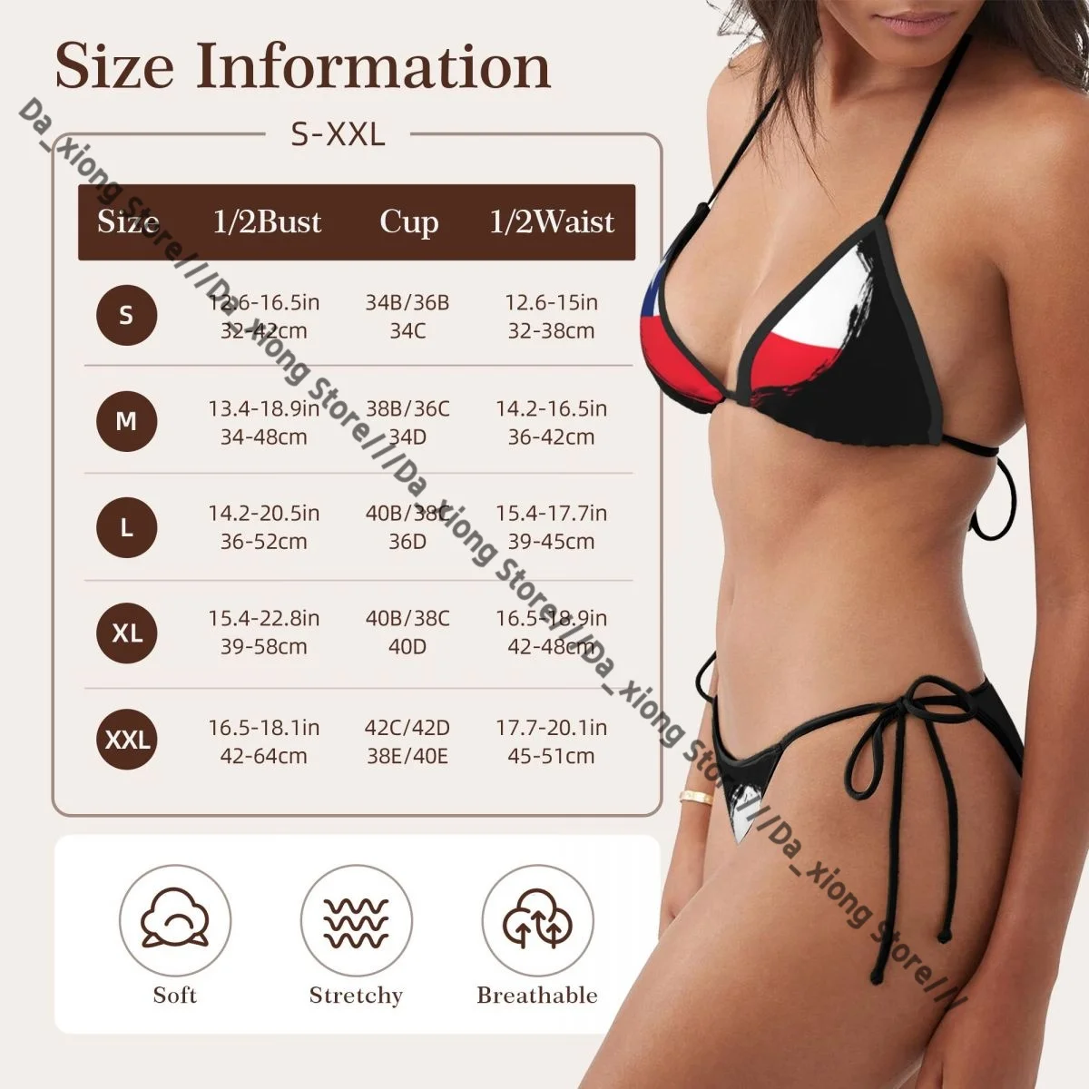 Trajes de baño con forma de corazón y bandera chilena para mujer, Bikinis sexys, traje de baño, microtanga, ropa de playa con borde