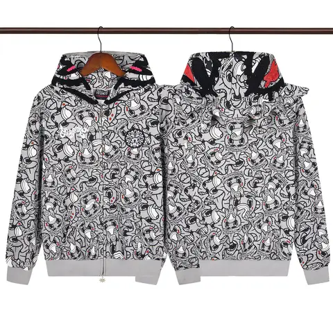 Glo Gang The Glory Full Zip Hoodie Men Women Full Printed Cartoon Oversize Hooded