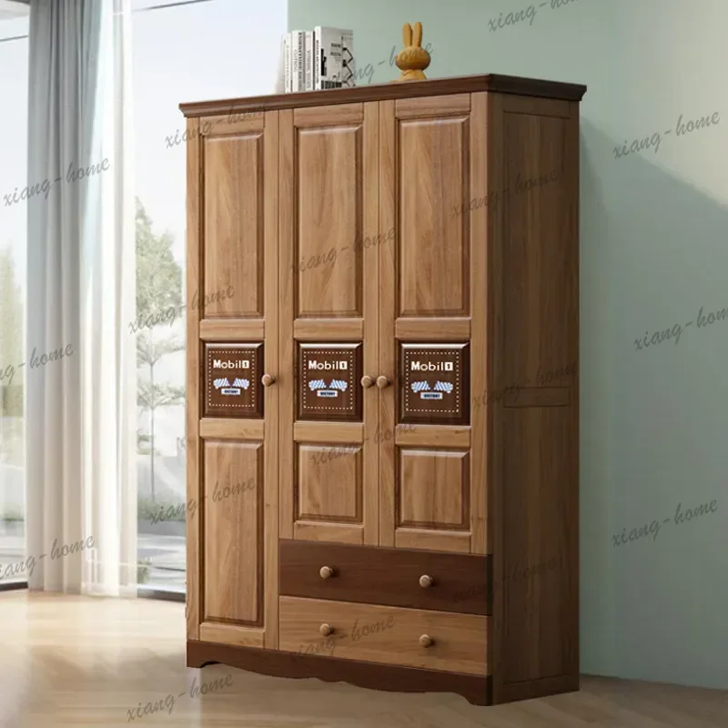 LJY Dust Proof Vintage Wardrobes Orgnizer Aesthetic Display Clothes Wardrobe Bedroom Wooden Modern Armario De Ropa Bedroom Furni