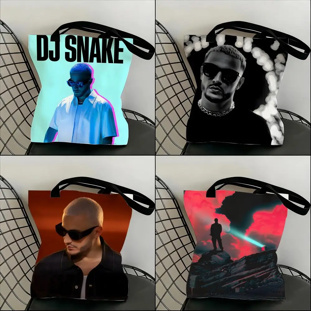 حقائب تخزين DJ S-Snake لمنتج الموسيقى خفيفة الوزن من القماش الكتاني للمتسوقين عصرية صديقة للبيئة متعددة الاستخدام بسعة كبيرة