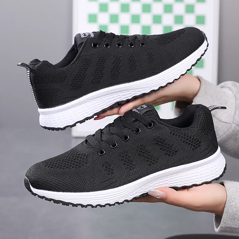 

New Tenis Feminino Running Shoes Fashion Breathable Walking Mesh Flat Sneakers Summer Light White Ladies Sports Basketball Shoes