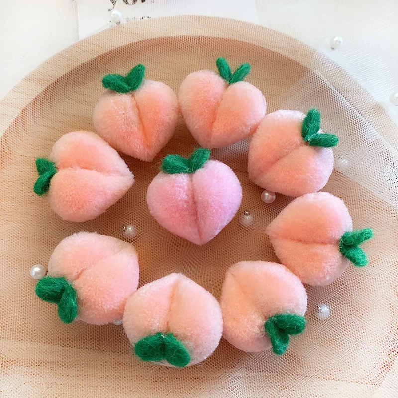 

10pcs Handmade Wool Felt Leaf Peach Pompom Ball Fruit Pendant Charm DIY Sweet Earring Accessories Costume Decoration 3.5-4.0 cm