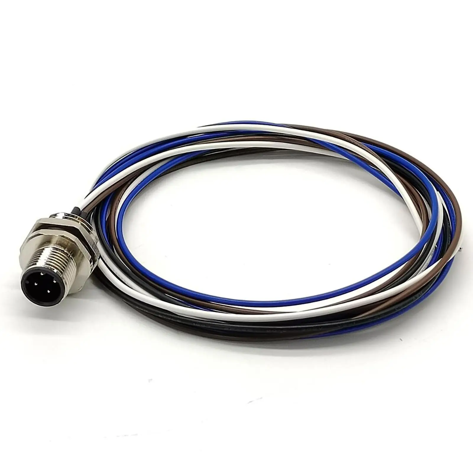 M12 D Coded Circular Metric Connectors 4Pin Male Panel Rear Mounting Socket with Wires 1M AWG22 Shield