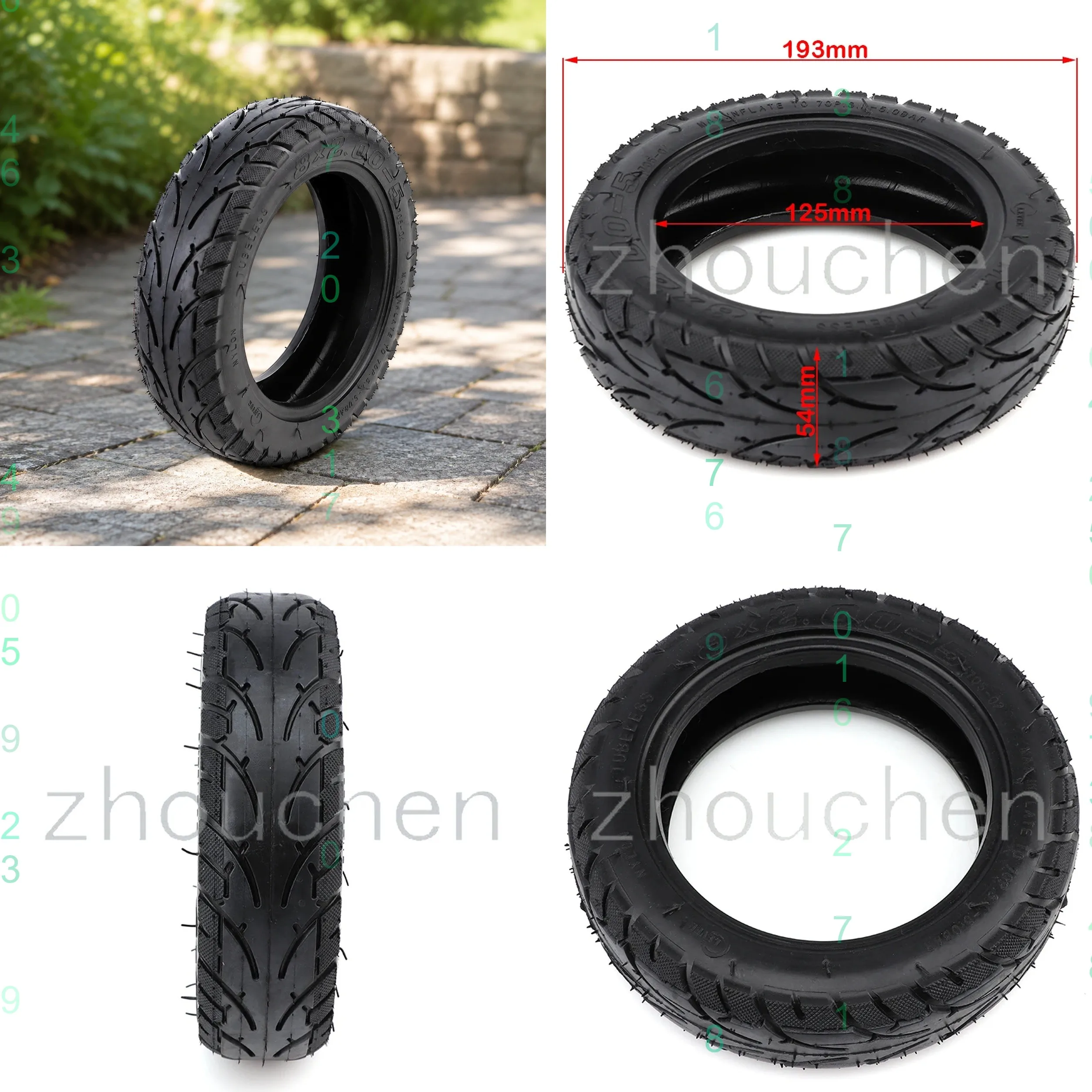 High Quality 8x2.0-5 Inner Tube Tyre for Electric Scooter Baby Trolley 8 Inch Pneumatic Tire 8x2.00-5 Replacement