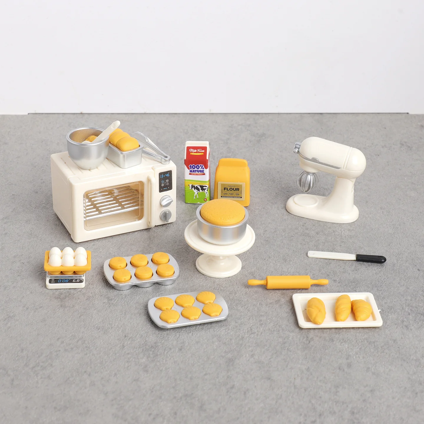 1 Set Mini-Bäckerei-Set Brotbackwerkzeuge Standmixer Mikrowelle Toaster Ofen Miniatur-Küchengeräte Modelle Tischdekoration